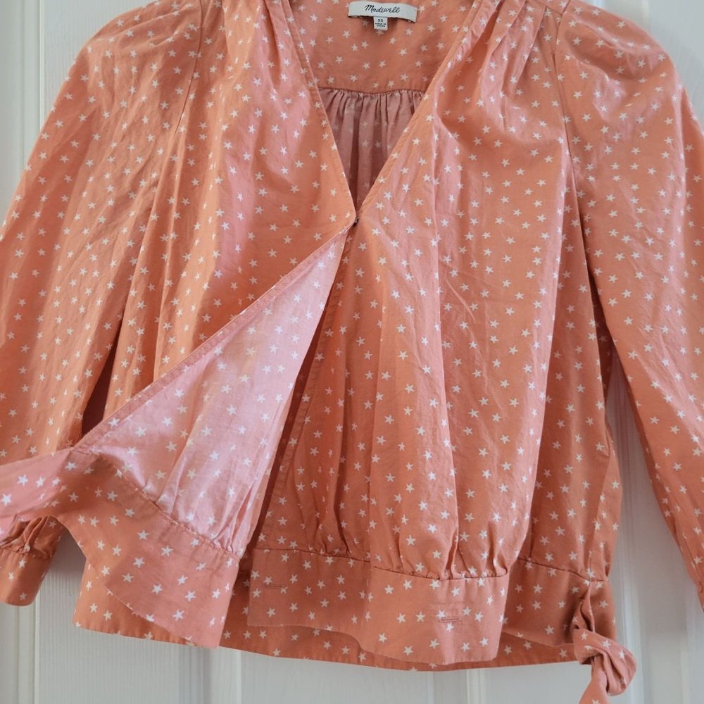 Madewell Star Scatter Orange Wrap top size XS - Picture 9 of 11